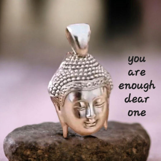 Buddha Head Pendant: Handmade Sterling Silver, Meditation Yoga Jewelry