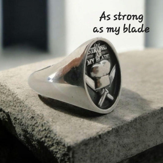 Chef Ring : Culinary Gift   "As strong as my blade" 925 Sterling Silver