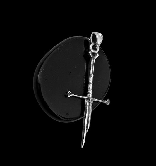 Broken Sword Pendant Necklace, 925 Sterling Silver, Medieval warrior jewelry