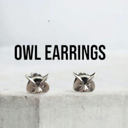 Miniature Owl stud Earrings - Sterling Silver - Nature Lovers