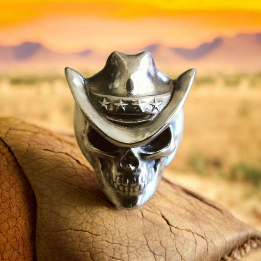 Cowboy Skull Ring - 925 Sterling silver- statement piece