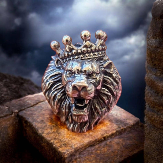 Crowned Lion Ring:  Handmade 925 Sterling Silver- Statement piece