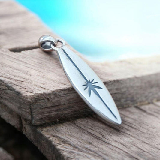 Surfboard Pendant: Handmade 925 sterling silver