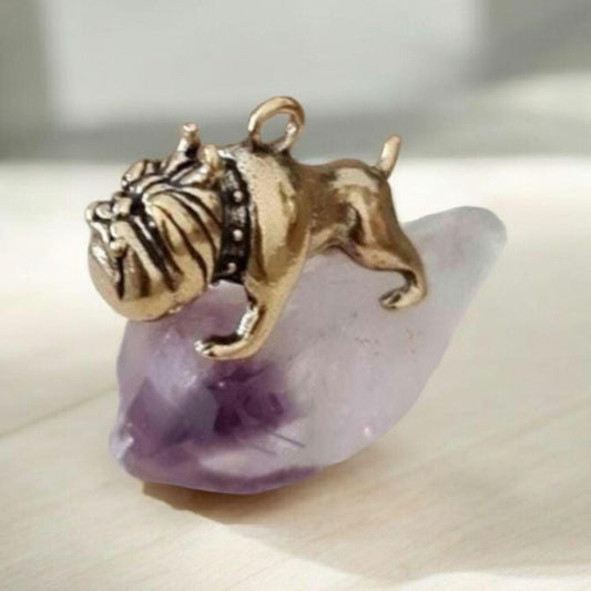 Brass English Bulldog Charm: Detailed Dog Lover Gift