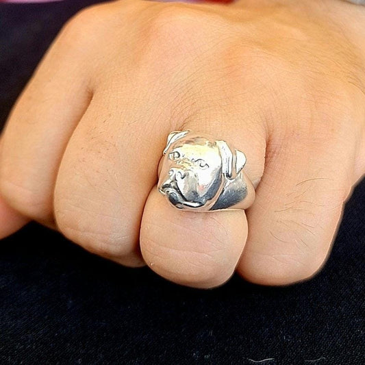 Rottweiler Ring: Detailed Handmade 925 Sterling Silver