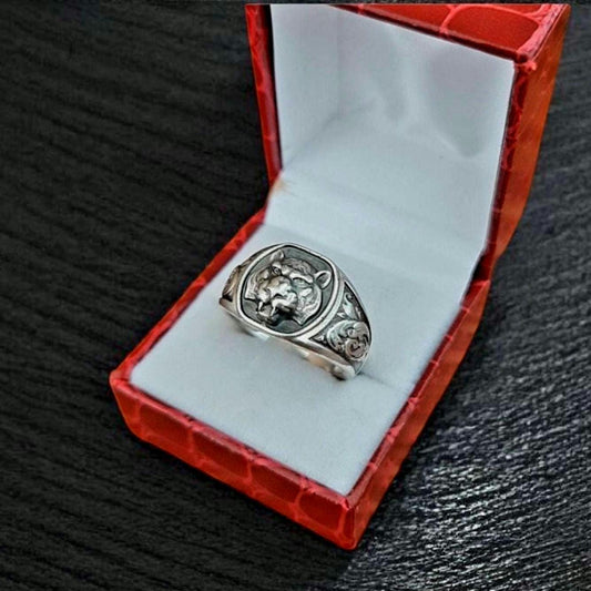 Tiger Ring, Handmade Sterling Silver , Gothic Animal Jewelry
