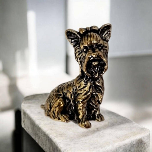 Yorkshire Terrier Figurine | Solid Brass | Yorkie Dog Ornament