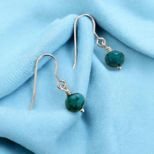 Persian Genuine Turquoise Dangle Earrings  Sterling Silver Hook Earrings  Unique Matrix