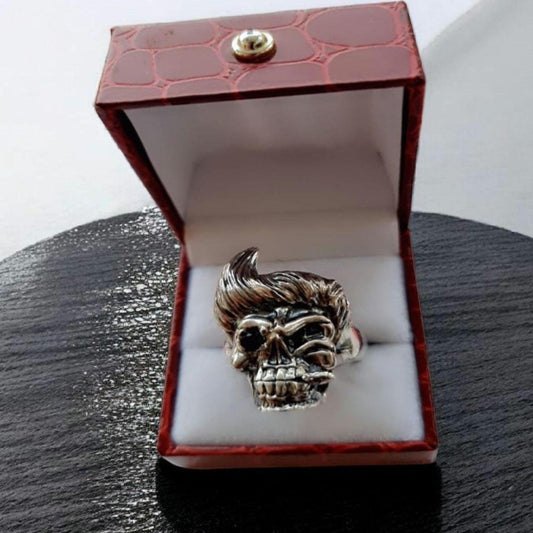 Ace Ventura Inspired Skull Ring - Black Diamond Zircon Eye - 925 Sterling Silver