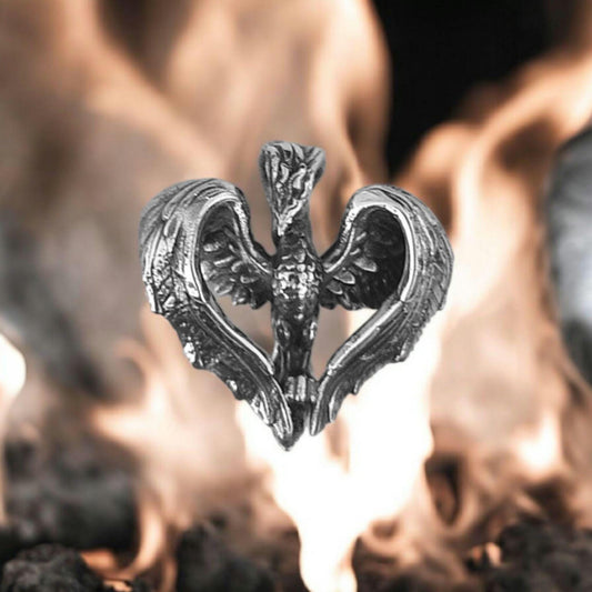 Sterling Silver Phoenix Pendant  Heavyweight statement necklace