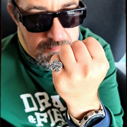 MOTORHEAD Ace of Spades Ring   Handmade 925 sterling silver Gothic Poker Card Statement Ring