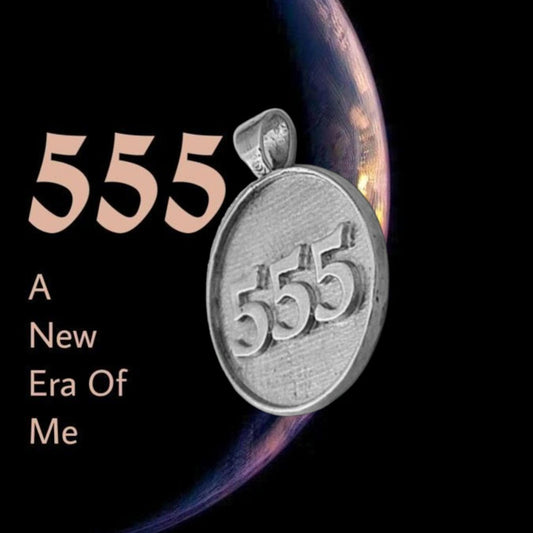 555 Angel Number Sterling Silver Pendant: Good Luck Charm