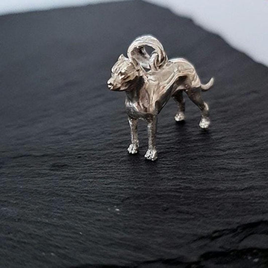 Sterling Silver Dogo Argentino Solid Pendant   Argentine Mastiff Charm