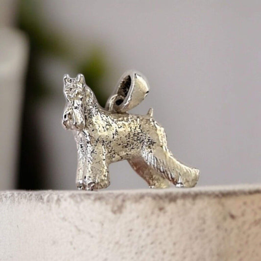Sterling Silver Schnauzer Pendan , solid figurine Schnauzer
