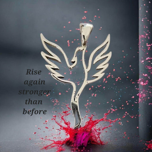 Delicate Phoenix Pendant   925 Sterling Silver, Symbol of Rebirth, Minimalist Mythical Bird