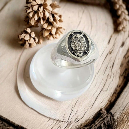 Owl Ring: Animal Jewelry Gift Sterling Silver