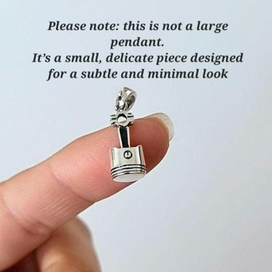 Piston Rod Pendant -  Handmade Sterling Silver - Gothic Biker Charm