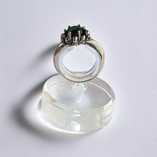 Skull Solitaire Ring -  hand-set Zircon - 925Sterling Silver