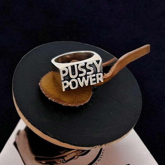 Sterling Silver Pussy Power Ring | Statement Signet Ring | Feminist Empowerment Ring