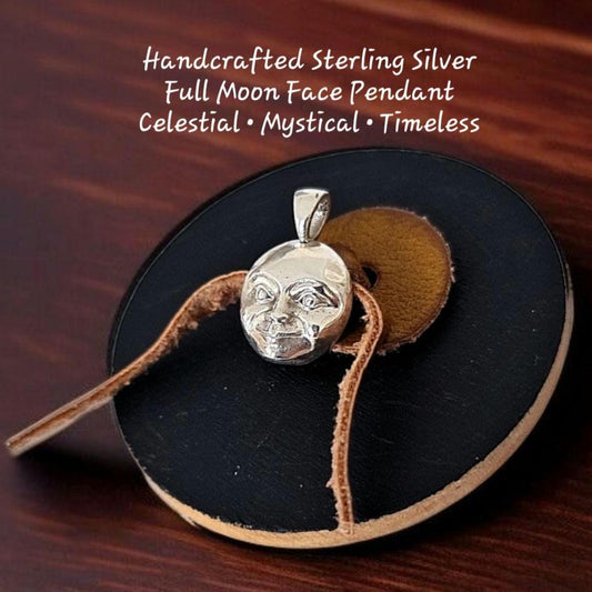 Full Moon Face Pendant ,  Handmade 925 sterling silver Celestial Moon Jewelry