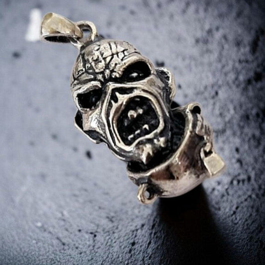 IRON MAIDEN PIECE OF MIND EDDIE Silver Pendant  Heavyweight , Dark Metal Jewelry