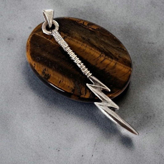 Sterling Silver Lightning Bolt Pendant: Mythical Thunder Flash Necklace