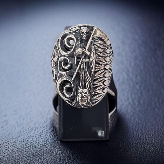 Santa Muerte Ring  Gothic 925 Sterling Silver Statement Large Ring