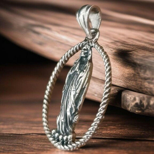 Santa Muerte Pendant Necklace - Handmade 925 Sterling Silver