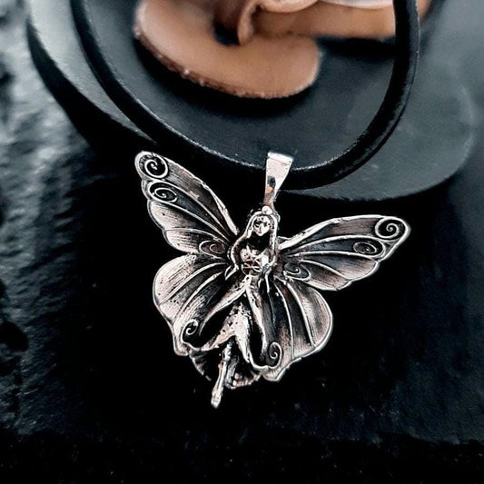 Fairy  Pendant Necklace:  Handmade Sterling Silver Fantasy Fairycore Jewelry