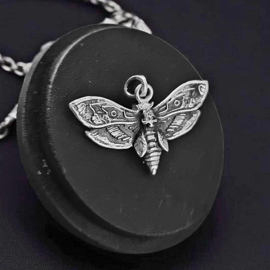 Moth Pendant Necklace  |Sterling Silver |Gothic Luna Moth Jewelry