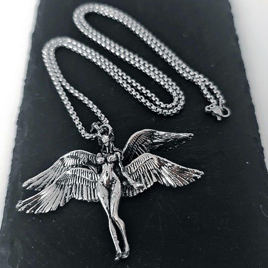 Angel Winged Goddess Necklace, statement Fantasy Goddess Jewelry