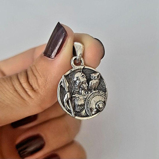 Athena Goddess 925 Sterling Silver Pendant, Greek Goddess of wisdom and strategy