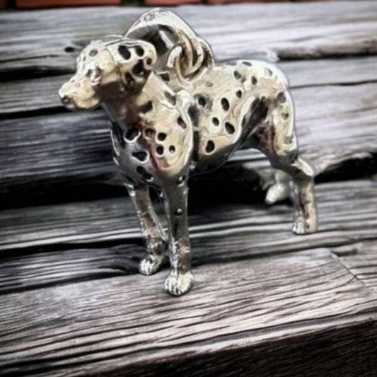 Dalmatian Solid Figurine Pendan  Realistic  Anatomically Accurate  Sterling Silver