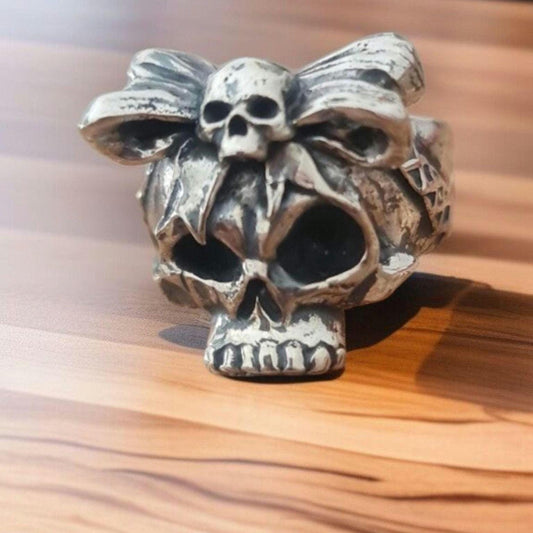 Sterling Silver Skull Ring  Gothic Statement, Punk Style