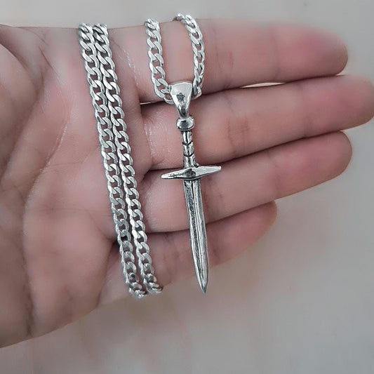 Dagger Pendant, 925 Sterling Silver , Mini Sword Necklace Charm