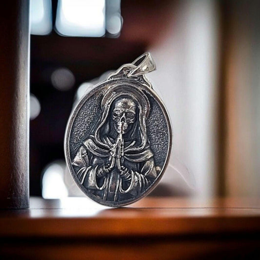 Statement Santa Muerte Pendant: 925 Sterling Silver