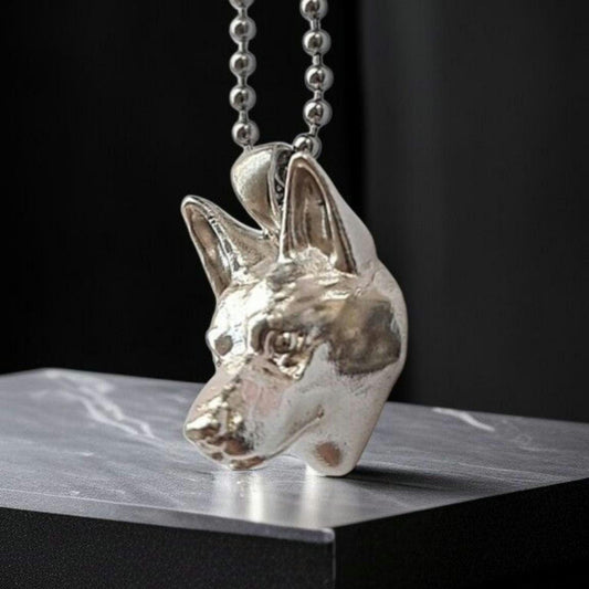 German Shepherd Pendant:Handmade Sterling Silver, Detailed Dog Sculpture