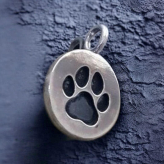 Dog Paw Print Pendant - Handmade Sterling Silver