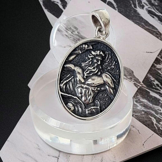 Zeus (Dias) Greek God Pendant | 925 Sterling Silver | "Δίας"  King of Olympus | Greek Mythology