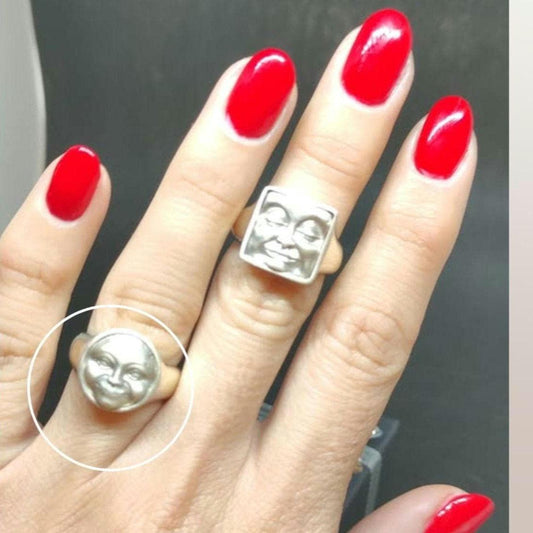 Moonface Ring : Handmade 925 Sterling Silver Celestial Jewelry