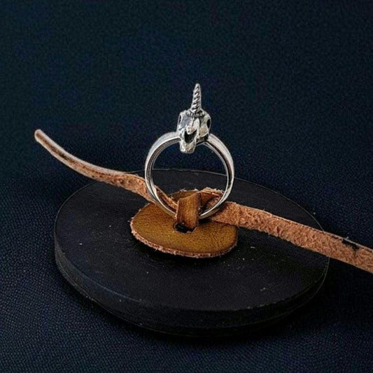 Unicorn Skull Ring , 925 Sterling Silver , Fantasy Mythical Creature Ring