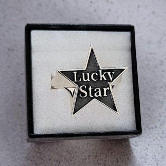 Lucky Star Ring, 925 Sterling Silver , Statement Signet Ring
