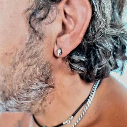 Handmade Sterling Silver Skull Stud Earrings: Gothic Jewelry