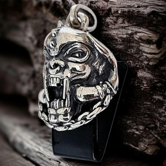 MOTORHEAD Snaggletooth War Pig Pendant  - Handmade Sterling Silver- Heavy Duty Design