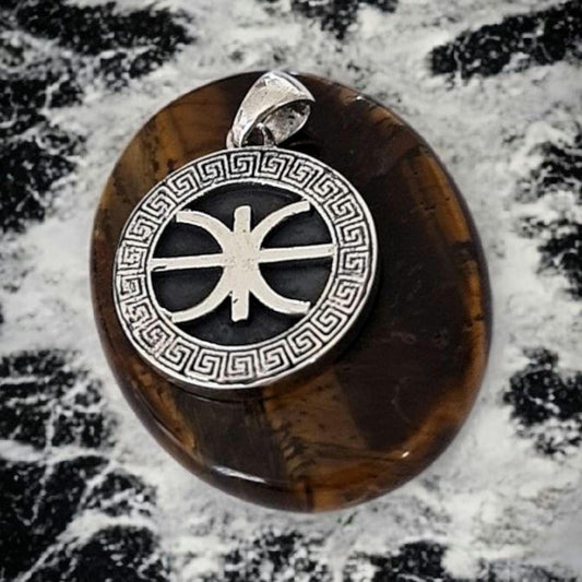 Delphic Epsilon Pendant , 925 Sterling Silver, Ancient Greek Symbol , Apollo Delphi Charm
