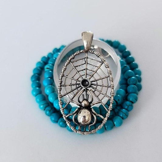 Spider Web Pendant: Handmade Sterling Silver Gothic Jewelry