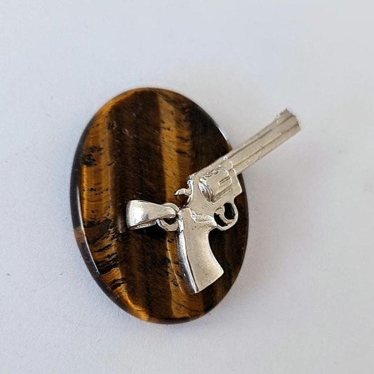 Revolver Pendant: 925 Sterling Silver - Western Style Jewelry - mini Texas pistol weapon