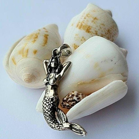 Mermaid Pendant  , Handmade 925 Sterling Silver
